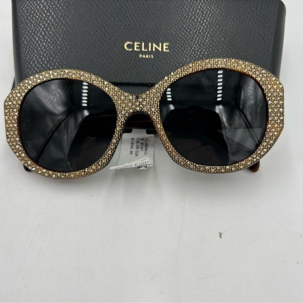 Women’s Celine Havana brown crystal sunglasses made in Italy - Picture 2 of 8